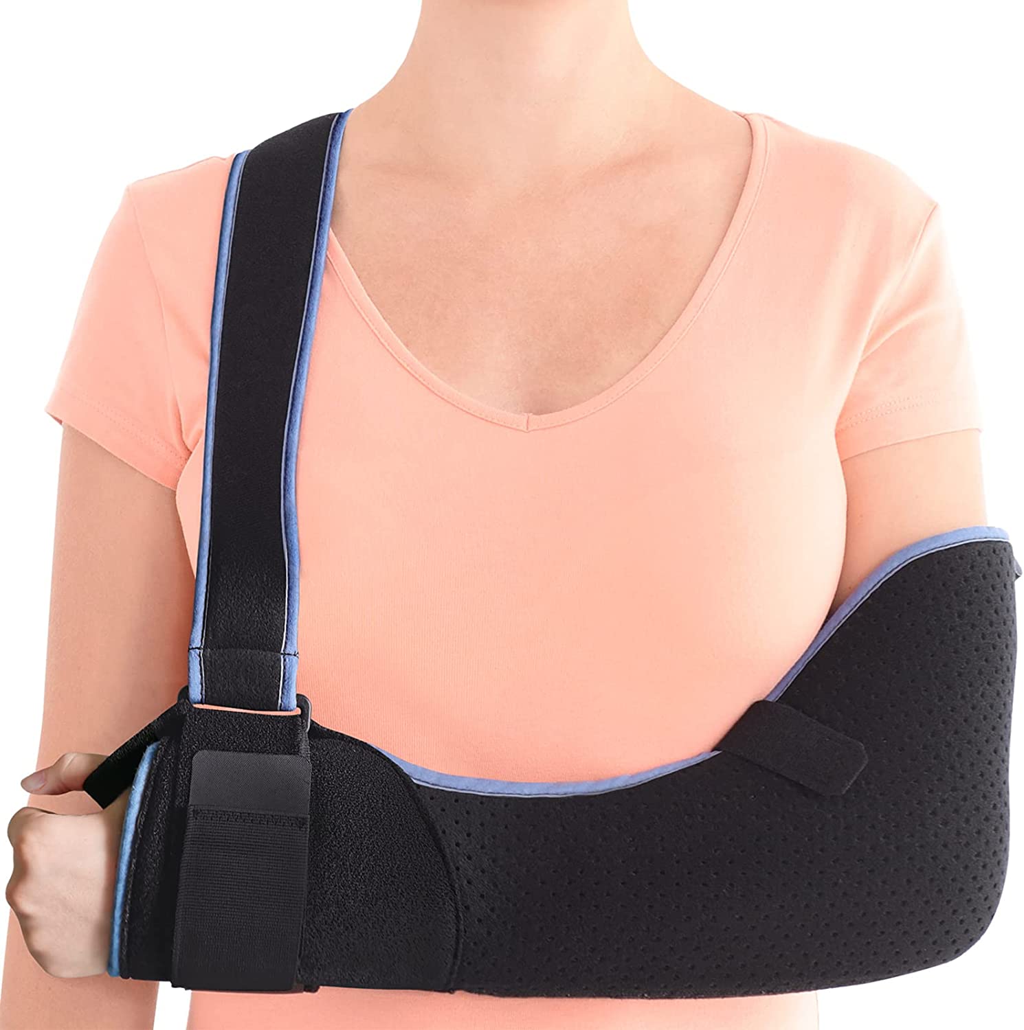 Arm Sling Shoulder Immobilizer - Rotator Cuff Support Brace - Comfortable Medical Sling for Shoulder Injury, Left and Right Arm, Men and Women, for Broken, Dislocated, Fracture, Strain
