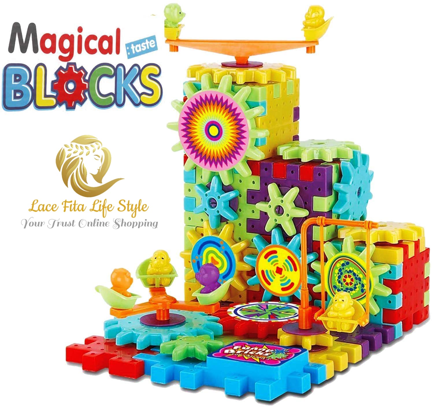 badgeFunBlast Magical Blocks - Magical Building Blocks 3D Magic Play Stacking Set DIY for Brain Development Educational Logo City