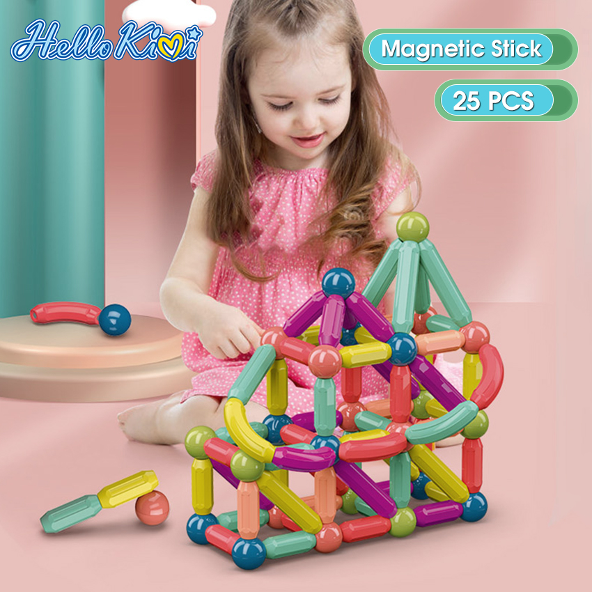 badgeHelloKimi M-agnetic S-tick 3-D Building Blocks M-agnetic S-tick D-IY B-locks G-ame M-agnets Set For C-hildren M-agnetic T-oy B-ricks B-rain Puzzle Stacking B-locks B-ar DIY E-ducation T-oys
