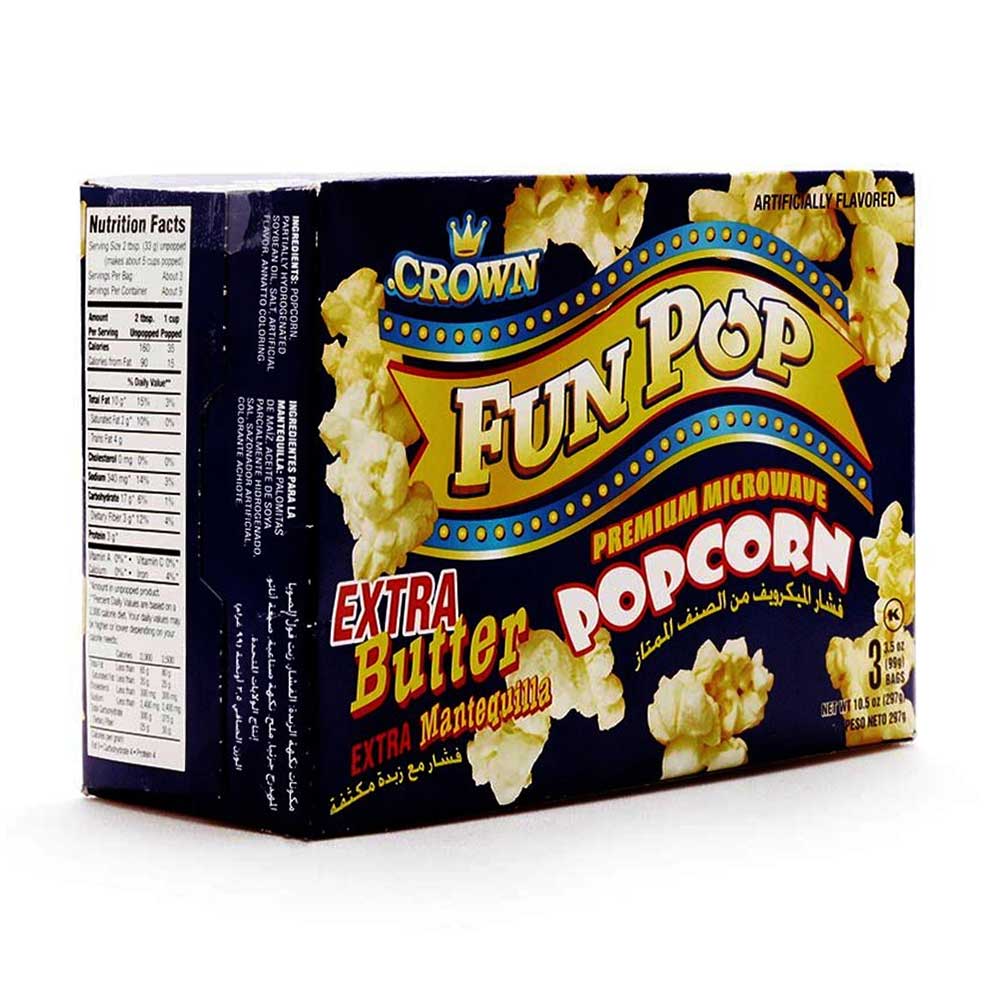 Crown FunPop Corn 297g (3 Sachet)
