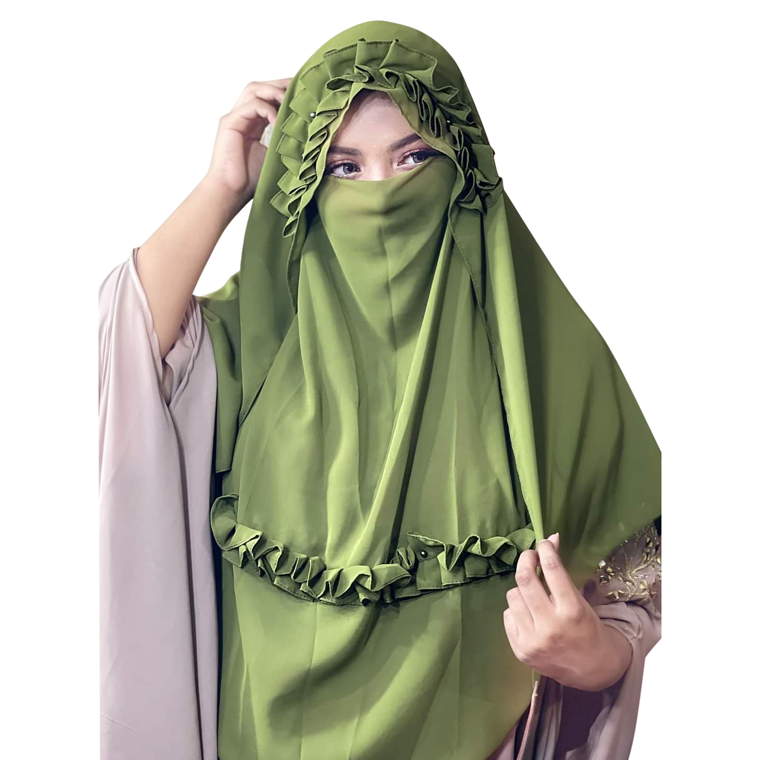 Crown Hijab 2 Part Instant Ready Hijab with Niqab for Woman