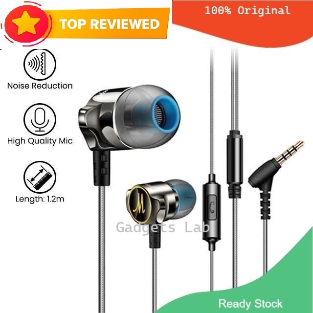DM7 Zinc Alloy Hifi Super Bass In Ear Earphones - Black