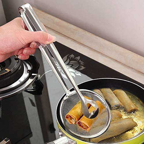 Fry Tool Filter Spoon Snack Strainer with Clip ,