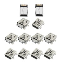 10 x Mini USB 5 Pin Socket Female Solder Plug Adaptor & 10 Pcs Mini USB 5 Pin Male Plug DIY SMT Connector