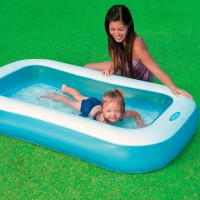 badgeIntex 57403Np Large Rectangular Baby Pool With Inflatable Floor (166Cm X 100Cm X 28Cm)- Blue