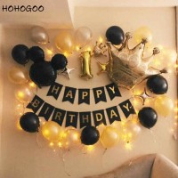 Happy Birthday Paper Card Banner, Letters Banner for Party Supplies, Birthday Decorations - Black