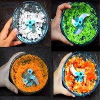 Large Handy and Compact Chopper Handy Quick Cutter for Kitchen, 3 Blade Stainless Steel, Pull String, Green (350ml)