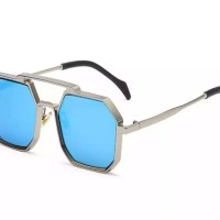 Men Vintage Classic Driving Eyewear Mens Luxury Metal Frame Oversized Silver Blue Polarized Sunglasses