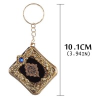 Mini Quran Book Real Paper Can Read Pendant Key Ring Pendant Key Chain Religious Jewelry