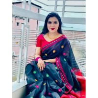 Traditional Handloom Half Silk Ball Moni Jamdani Saree For Women