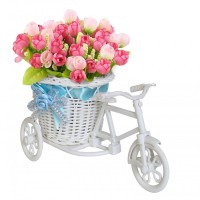 Tricycle Rickshaw Vase Flower Basket Home Office Desk Decor
