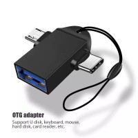 2 in 1 OTG Adapter USB 3.0 Female To Micro USB Male and type c Male Connector Aluminum Alloy on The Go Converter Xiaomi Samsung