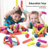 badgeHelloKimi M-agnetic S-tick 3-D Building Blocks M-agnetic S-tick D-IY B-locks G-ame M-agnets Set For C-hildren M-agnetic T-oy B-ricks B-rain Puzzle Stacking B-locks B-ar DIY E-ducation T-oys