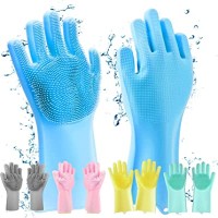 Dishwashing Gloves Kitchen Silicone Cleaning Gloves Magic Silicone Dish Washing Gloves For Household Scrubber Gloves A pair 26 Ratings9 Answered Questions