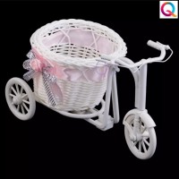 Tricycle Rickshaw Vase Flower Basket Home Office Desk Decor