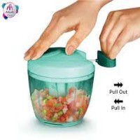 Large Handy and Compact Chopper Handy Quick Cutter for Kitchen, 3 Blade Stainless Steel, Pull String, Green (350ml)