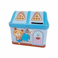 Metal House Money Bank with Lock 4.5×3.5×4 Inch