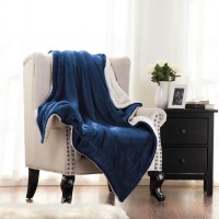 Bedsure Sherpa Fleece Throw Blanket for Couch - Navy Blue Thick Fuzzy Warm Soft Blankets and Throws for Sofa, 50x60 Inches
