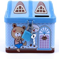 Metal House Money Bank with Lock 4.5×3.5×4 Inch