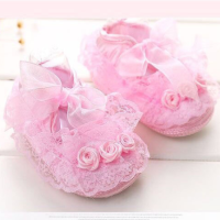 Baby Girls Crib Shoes Toddler Birthday Party Home Prewalker Soft Non-Slip Crib Baby Girls Shoes (6 to 12 month )