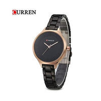 CURREN 9015 Women's Watch Luxury Stainless Steel Ladies Watch - Rose Gold & Blue