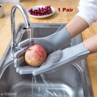 Dishwashing Gloves Kitchen Silicone Cleaning Gloves Magic Silicone Dish Washing Gloves For Household Scrubber Gloves A pair 26 Ratings9 Answered Questions