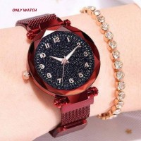 FSF Magnetic Mesh Strap Red1 Chain Glass Mirror Girl Clock