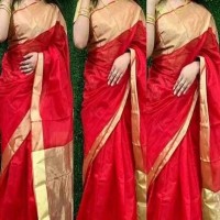 Half Silk Saree for Women - Red