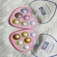 Makeup highlighter six color love shape