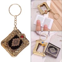 Mini Quran Book Real Paper Can Read Pendant Key Ring Pendant Key Chain Religious Jewelry