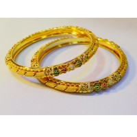 New Gold Plated Bangles churi for Women 2 Pcs Set