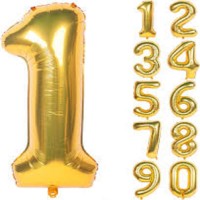 Number Foil Balloon Gold (17inch) , Birthday Party Supplies , Party Foil Balloon - Large/ Kids Party Supplies , Theme Birthday Party , Foil Balloons , Birthday Balloons - Golden (1 PCS)