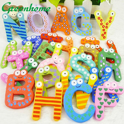 Greenhome 26 Alphabet Magnetic Letters Wooden English Fridge Magnets Baby Education Toys