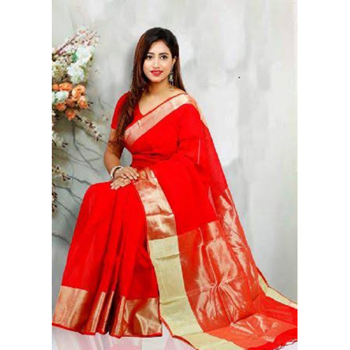 Half Silk Saree for Women - Red