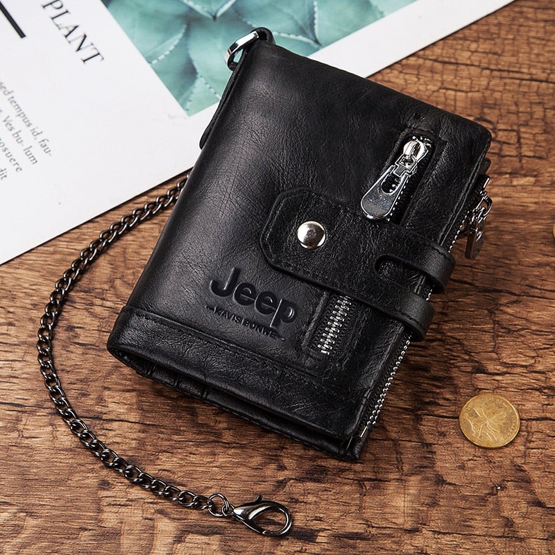 JEEP Premium Leather Wallet Black