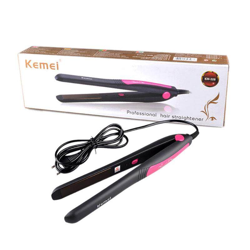 Kemei KM-328 Professional Hair Straightner – Black and Pink