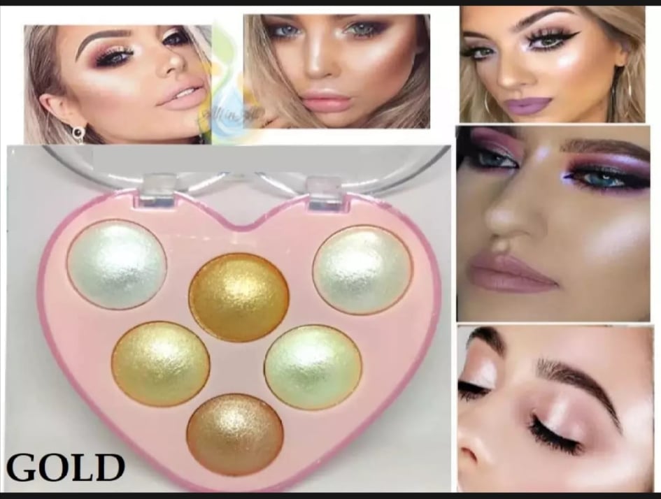 Makeup highlighter six color love shape