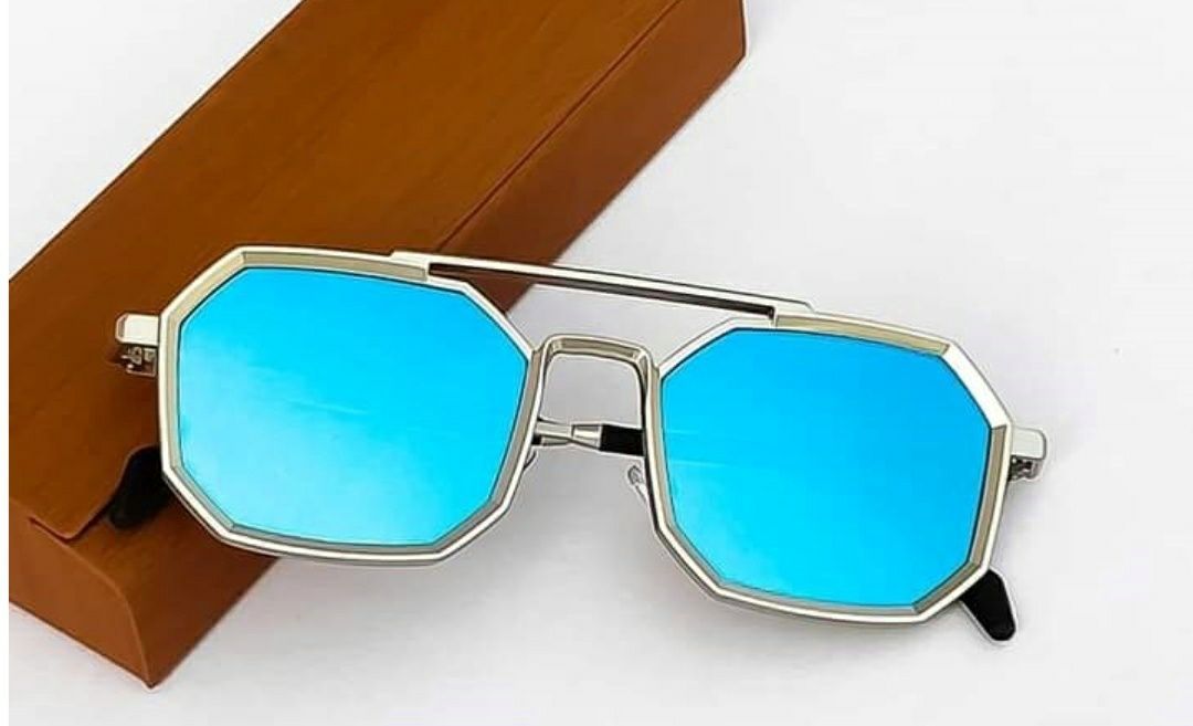 Men Vintage Classic Driving Eyewear Mens Luxury Metal Frame Oversized Silver Blue Polarized Sunglasses