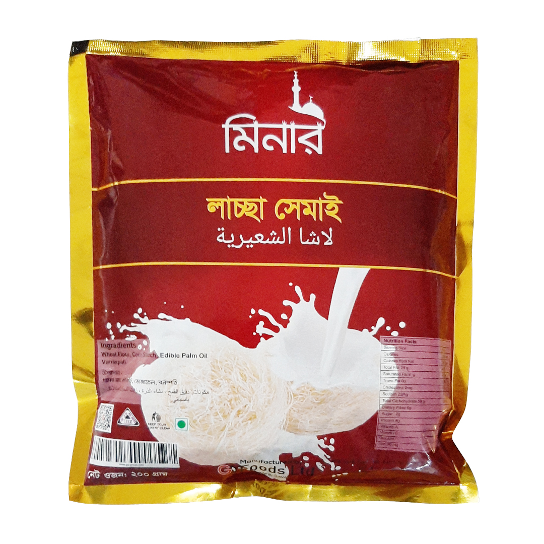 Minar Lachcha Semai - 180 gm each packet- 2 packets Semai- By GQ Foods ltd.