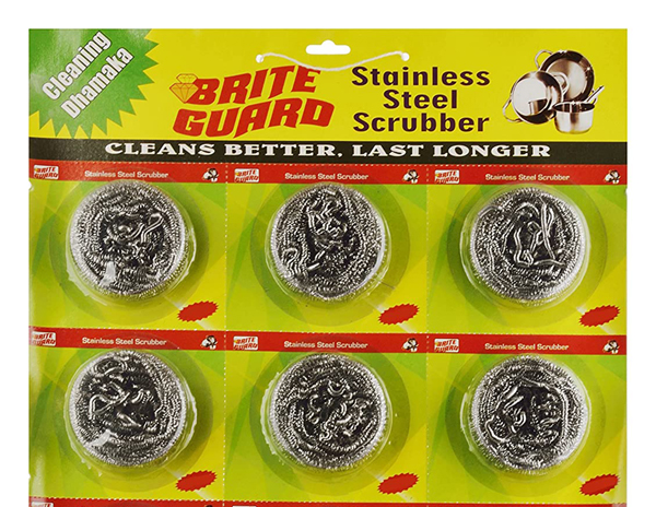 Stainless Steel Scrubber Pack Of 6 - Random Colour