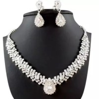 2 Set Women's Jewelry Set Bridal Wedding Necklace Earrings