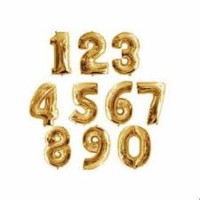 Number Foil Balloon Gold (17inch) , Birthday Party Supplies , Party Foil Balloon - Large/ Kids Party Supplies , Theme Birthday Party , Foil Balloons , Birthday Balloons - Golden (1 PCS)