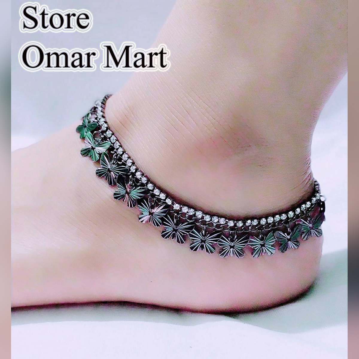 Women Gorgeous Butterfly Metal & Stone Anklet (Payel) Anklets Circle Anklet Bracelet for Women Indian Anklet Nupur Payel Alloy for Women & Girls